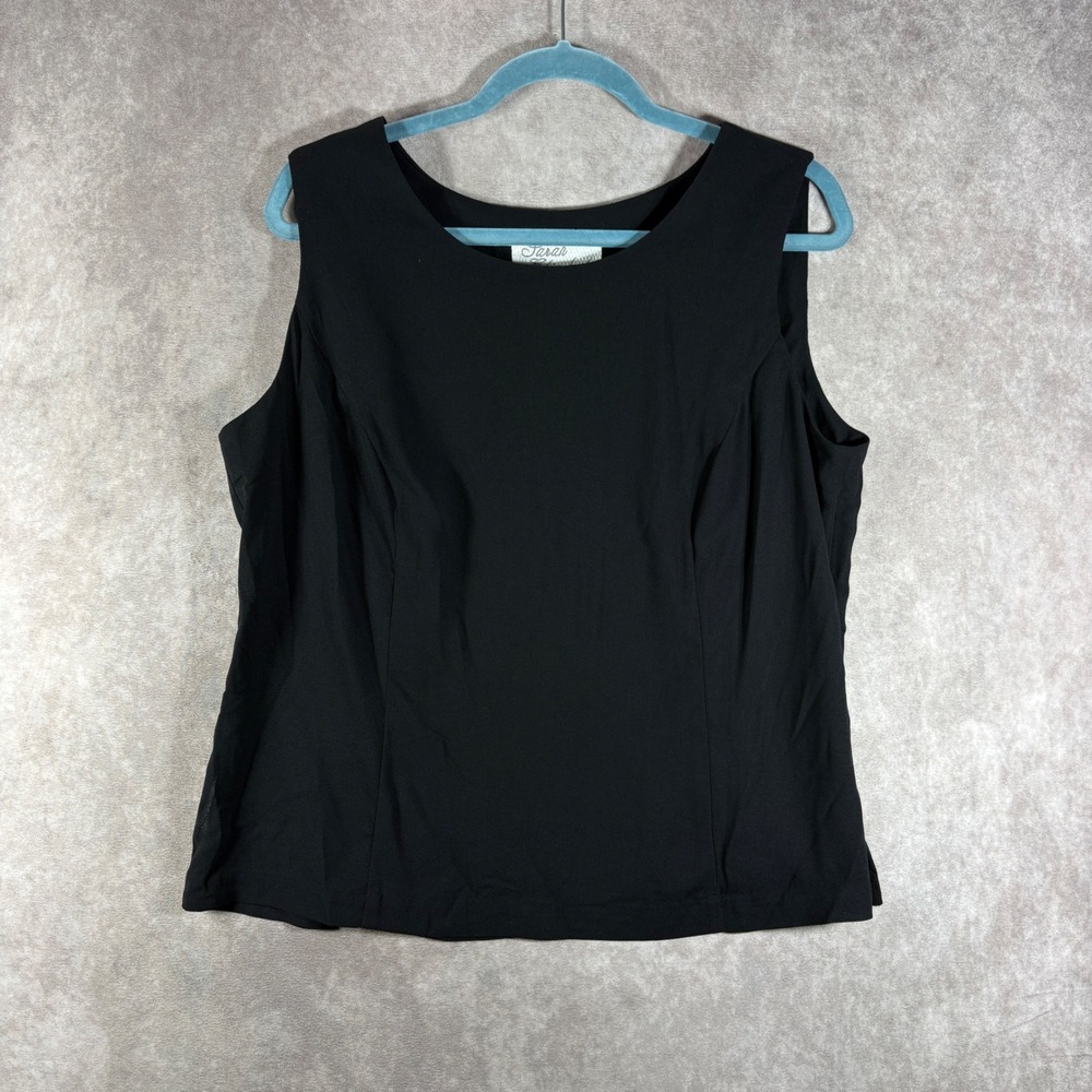 Sarah Elizabeth Tank Top Womens‎ 14 Black Sleeveless Scoop Neck Side Zip Shell